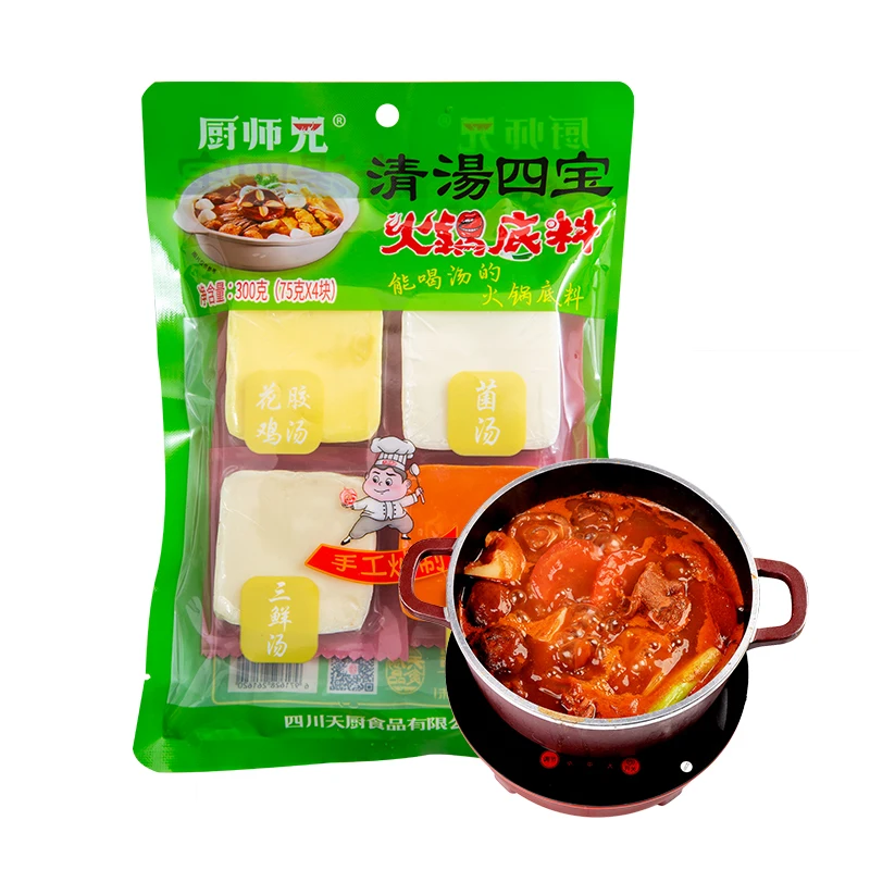 300g three fresh hot pot base mushroom fresh pot base seasoning tomato hot pot condiment mixed 4 flavor no spicy hotpot base