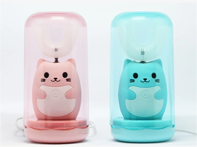 Пурпурная легкая стерилизующая Водонепроницаемая автоматическая зубная щетка U-типа на 360 градусов для защиты здоровья детей