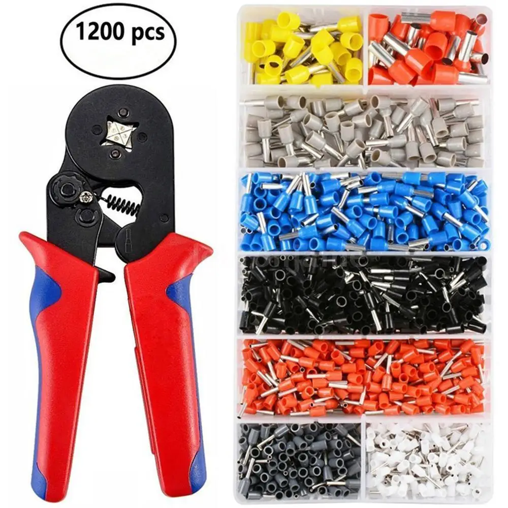 LEKON WXC8 6-4 Wire crimper Plier set Cable ferrule crimping tool kit with 1200 terminal Hand Wire Cable Tools terminal wire pli