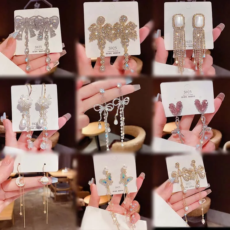 Wholesale New High End 925 Gold Plated Silver Fashion Korean Earrings Statement Earrings Pearl Stud Earrings Women Jewelry
