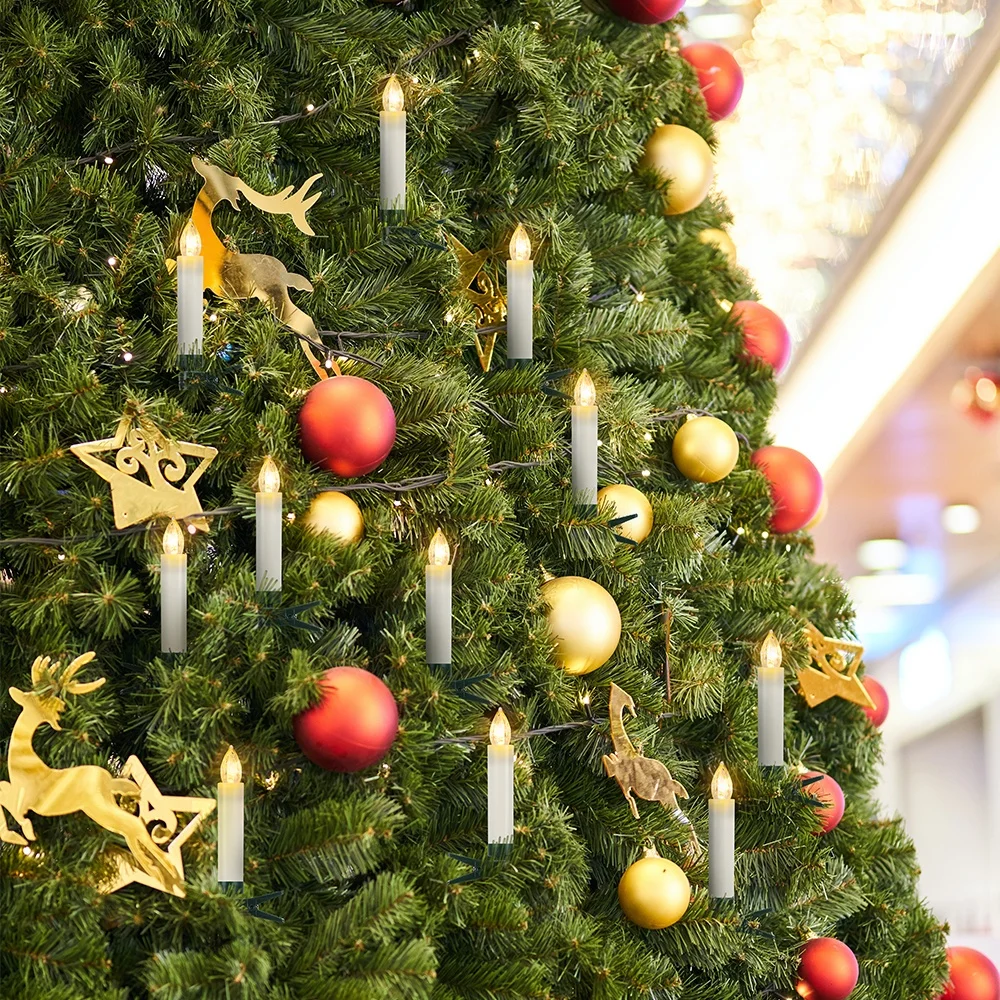 10 Wholesale Rustic Christmas Tree Candles Clip-On Battery Powered Timer Function Warm Yellow Light Great for Decor