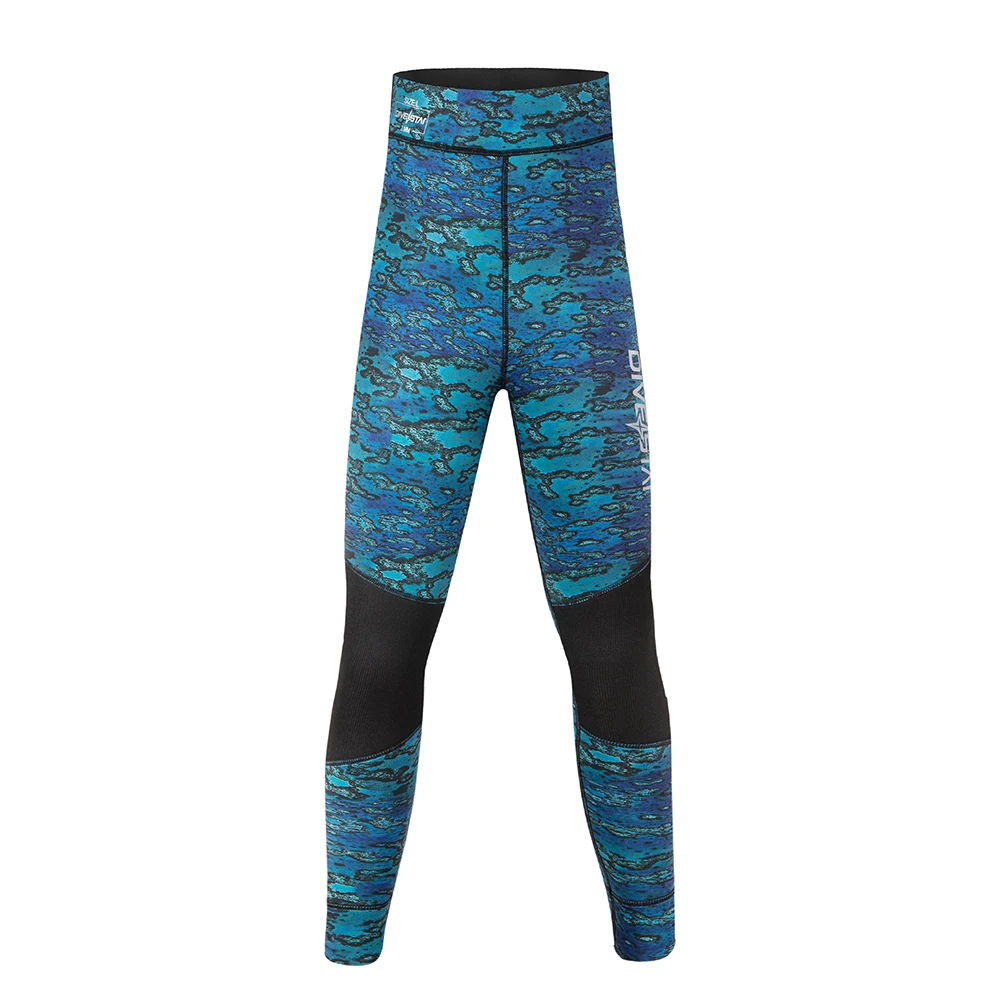 DIVESTAR Custom Blue Camo Long Sleeve Two-Piece Neoprene Open Cell Wetsuit 2mm 3mm 5mm for Unisex Adult Spearfishing Hoodie