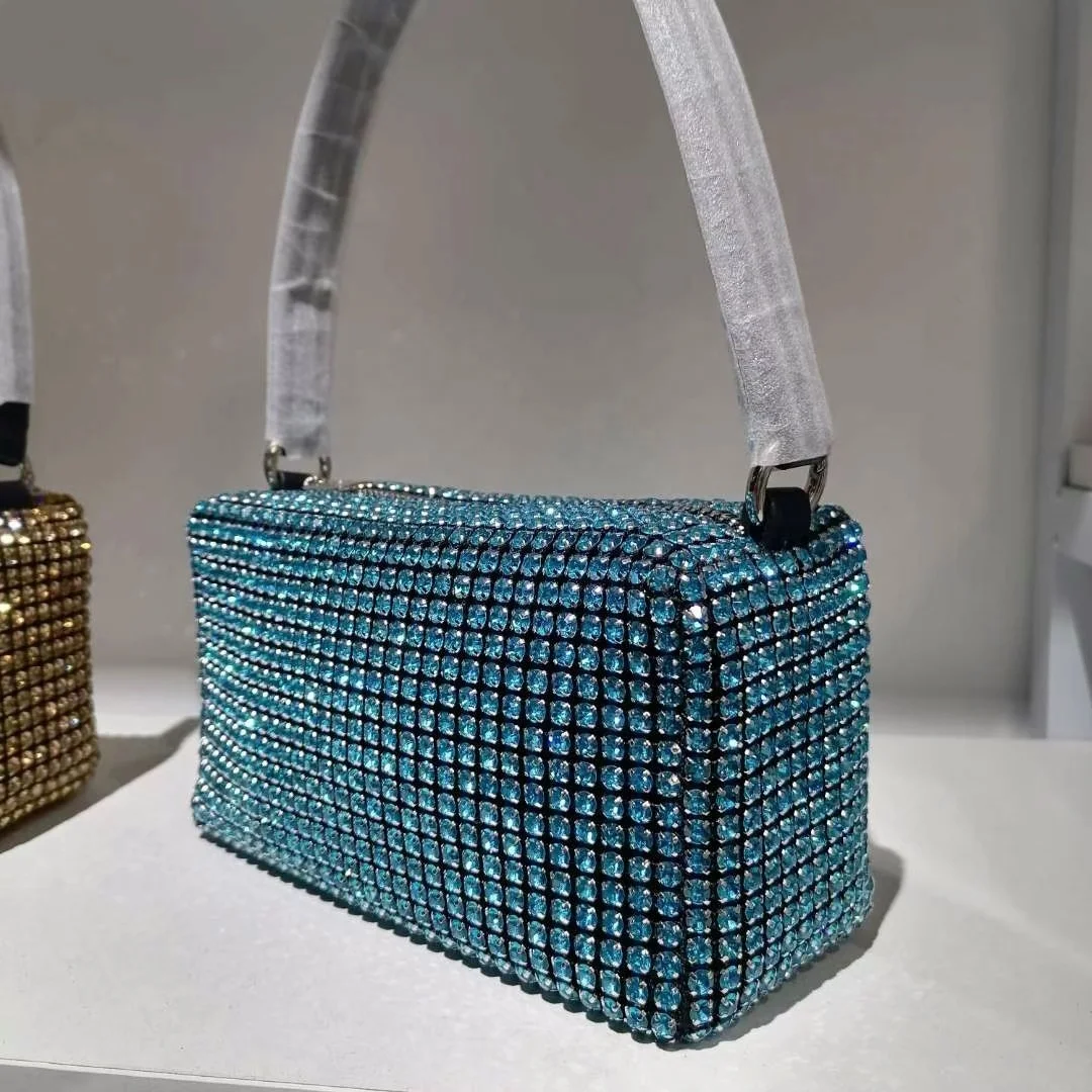 805#Luxury Fashion colorful pink green blue crystal Rhinestone Clutches Bag Women Purse Bling bag Evening Party Diamonds Handbag