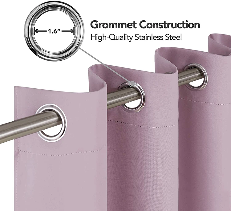 Amazon Plain Living Room Curtain Pink Blackout Curtain Top Seller Solid Color 100% Polyester Flat Window High Shading(70%-90%)