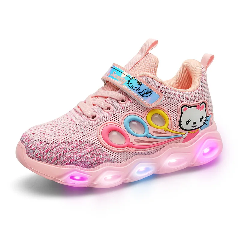Child Luminous Sneakers Frozen Princess Kids Led Flashing Boots Girls Casual Shoes With Lights