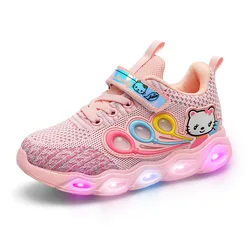 Child Luminous Sneakers Frozen Princess Kids Led Flashing Boots Girls Casual Shoes With Lights