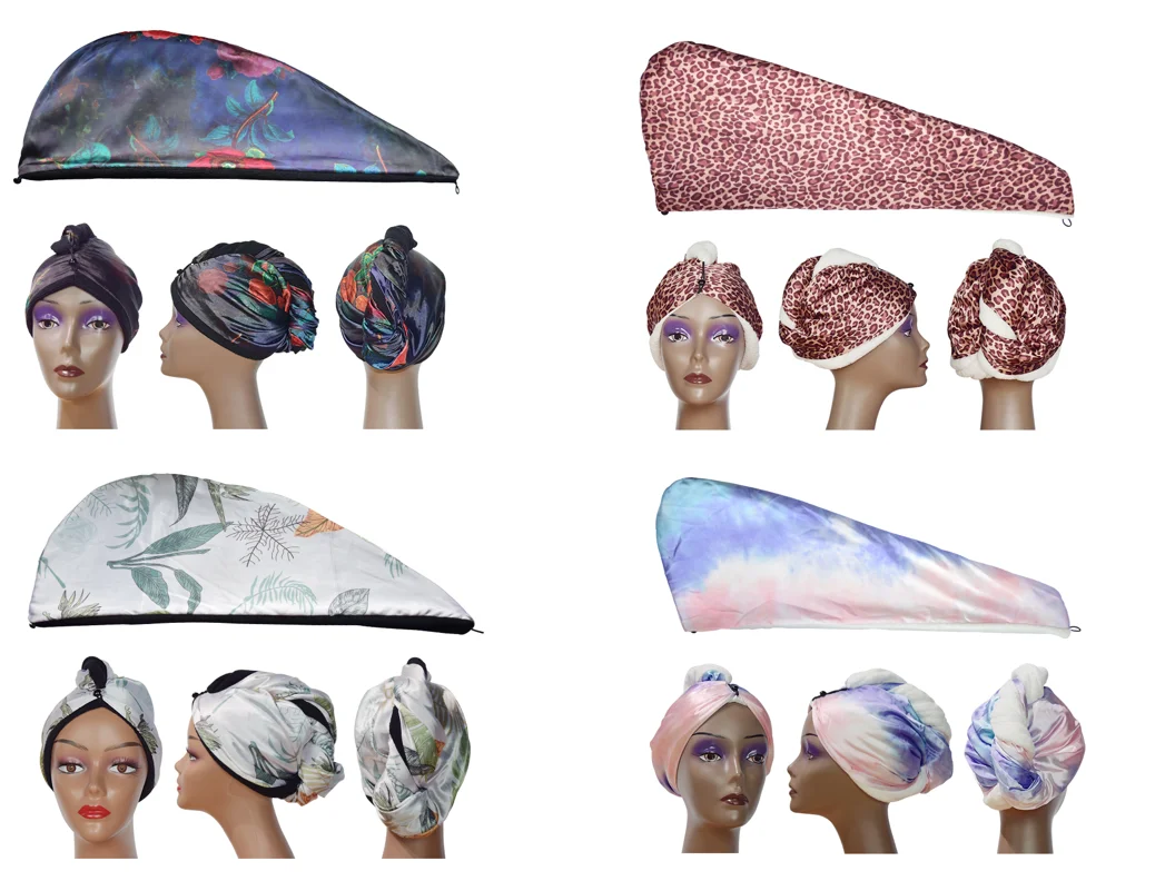 Amazon hot sale popular styles all kinds satin silk microfiber fleece custom hair wrap hair turban