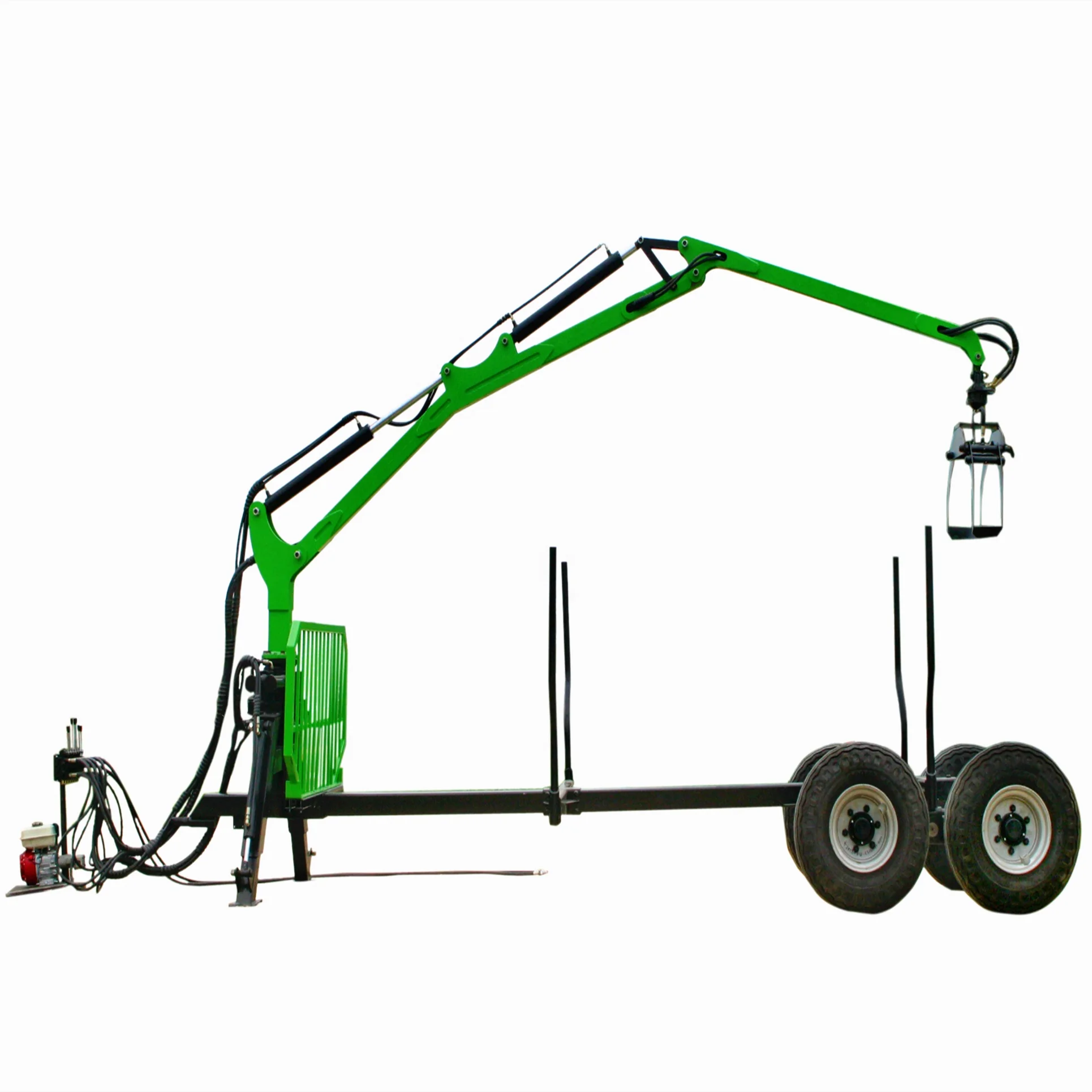 8ton log trailer with crane for tractor