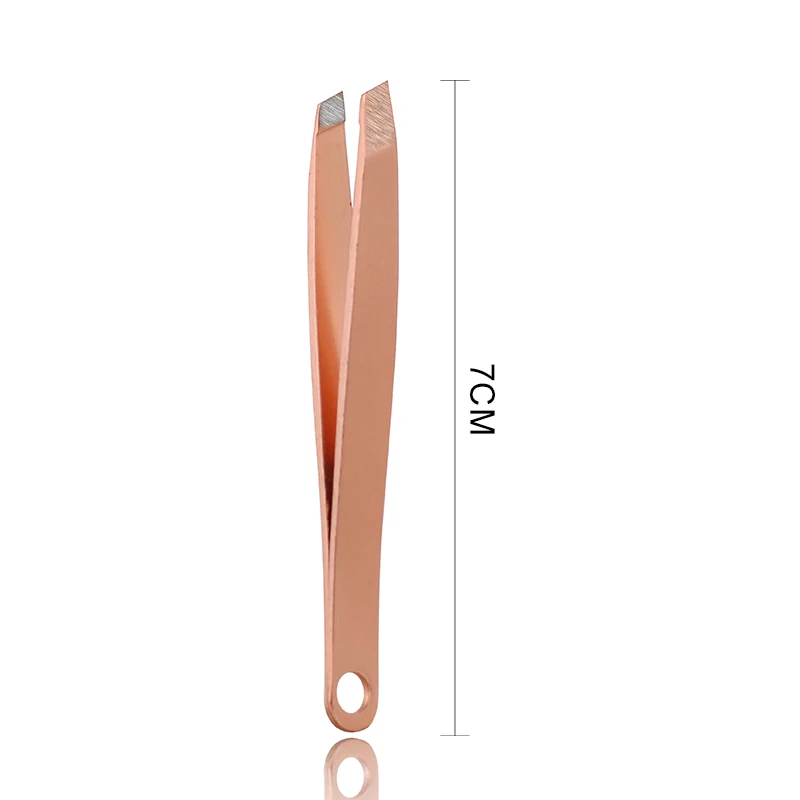 Private Label Rose Gold Eyebrow Tweezers Portable Mini Beauty Slanted Point Eyelash Tweezer