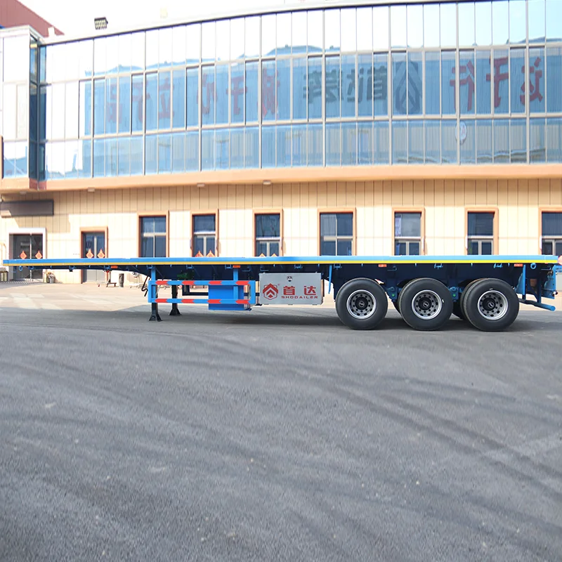 truck trailer  High quality flatbed truck trailer with super thick tires for transporting cranes