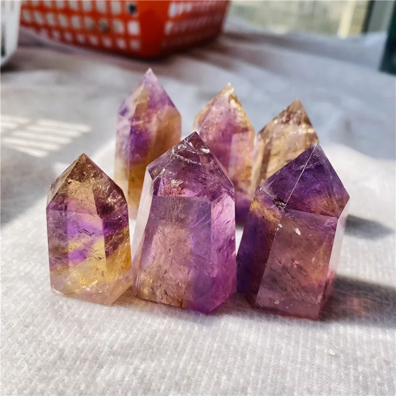 Wholesale Natural Crystal Ametrine Tower Amethyst Citrine Point For Decoration