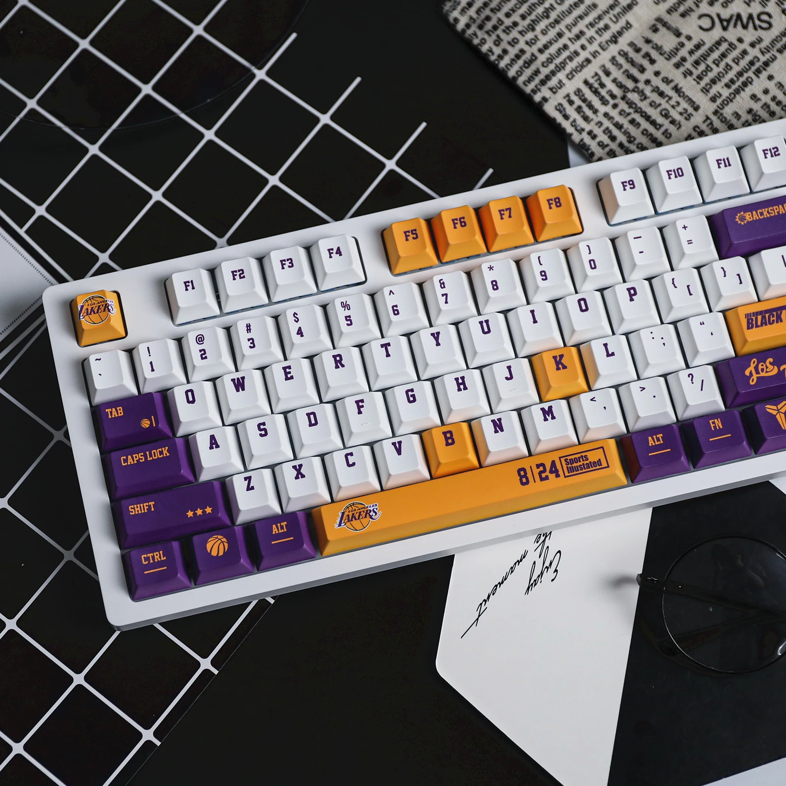 HZGAMER 115keys Purple Gold PBT Keycap CHERRY OEM Profile Customized Keycap Dye Sublimation Keycaps