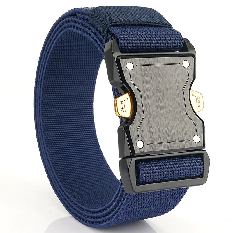 New Custom Tactical Buckle Belt Laster Logo Alloy with Stretch Elastic Belt for Men Accept Customized Logo 100% Nylon 7-14 Days