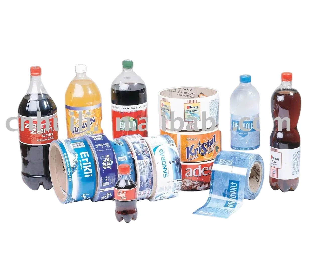 Low price mineral water bottle label custom trademark Logo advertising shrink film packaging shrink sleeve bottle