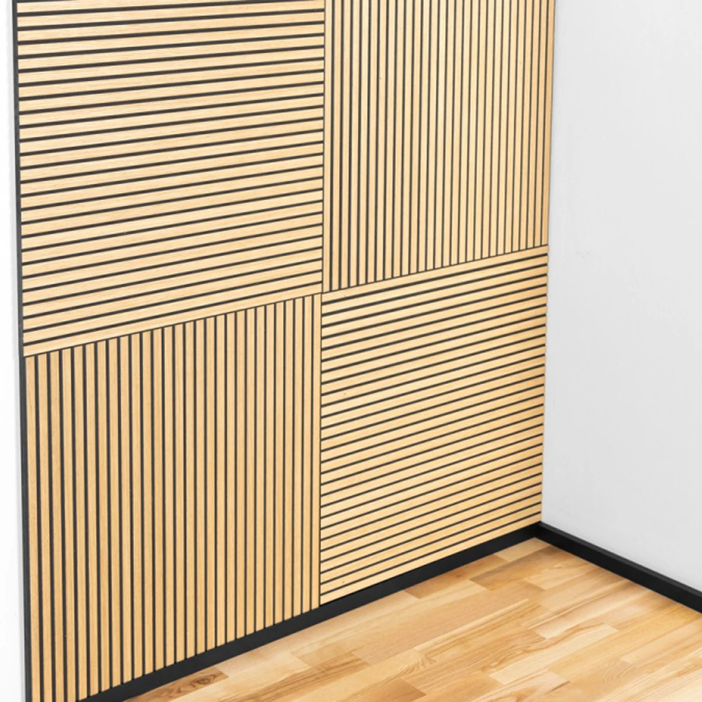 3 Faces Wood Slat Acoustic Wall Panel | Stock In US | 4-Pack 600*600MM 3D Fluted Soundproof Wall Panelling acoustic wood panels