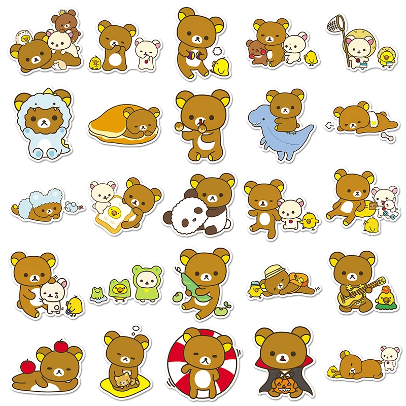 50pcs Factory Outlet Self-adhesive Cartoon Vinyl PVC Sticker Printing Anime Kawaii Rilakkuma Stickers
