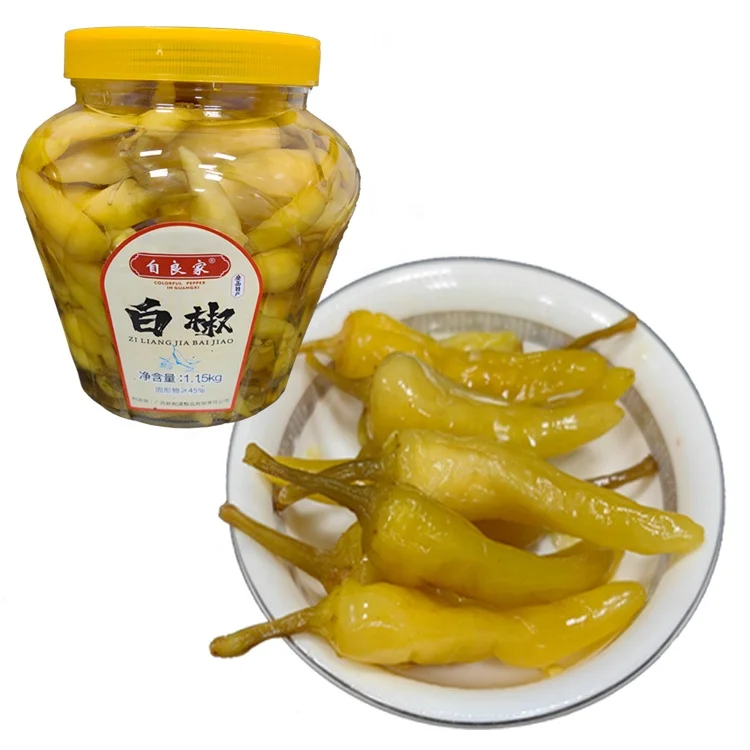 High quality and low price pure hand-preserved fresh white pickled pepper spicy pickles food vegetables canned
