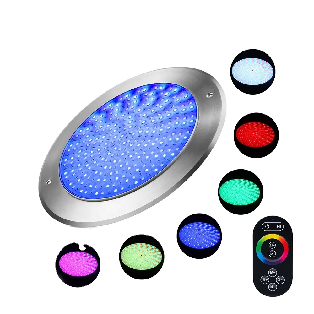 Easy installation Ip68 waterproof 12V Remote Control Flat Slim Resin Filled Pool Lamp Underwater Led Rgbw Swimming Pool Lights