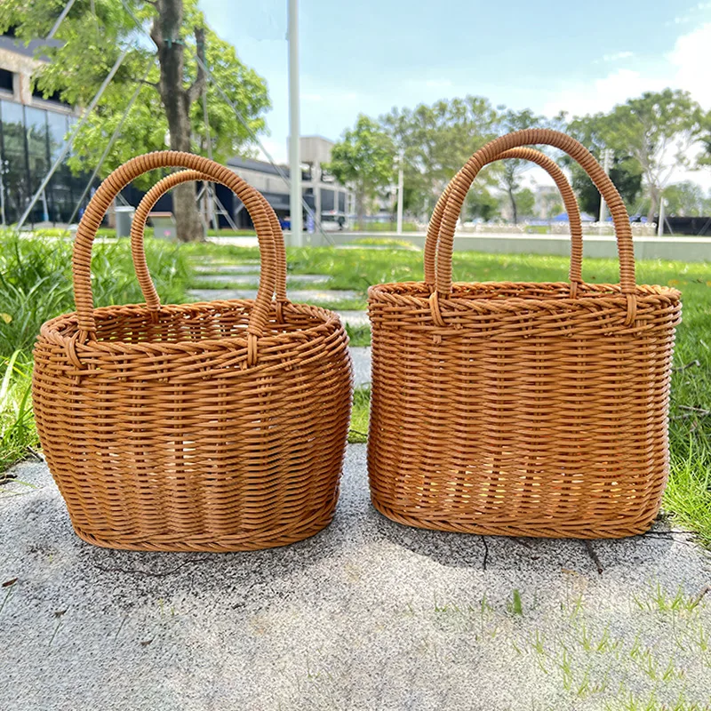 New hot rattan-like picnic basket garden picking basket woven storage basket washable portable