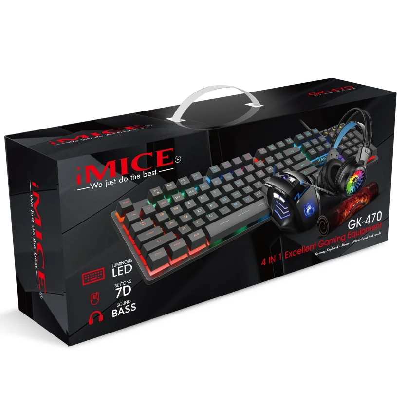 IMice GK-490 проводной освещение 4 в 1 игровой клавиатуры и мыши гарнитура мышь комбо