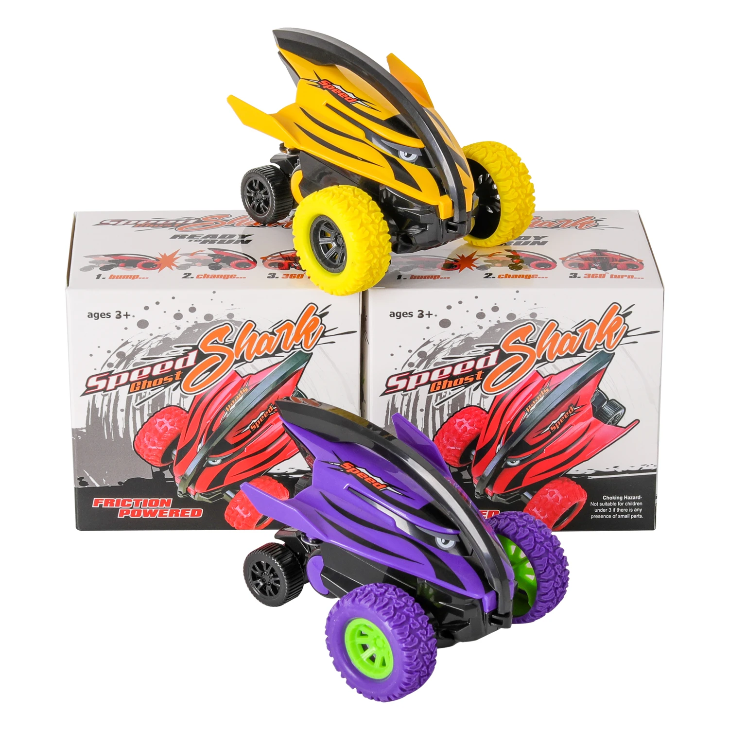 Hot Amazon Kids Educational Monster Truck Double Sided Inertia Vehicle Friction Power Stunt Friction Car Toys