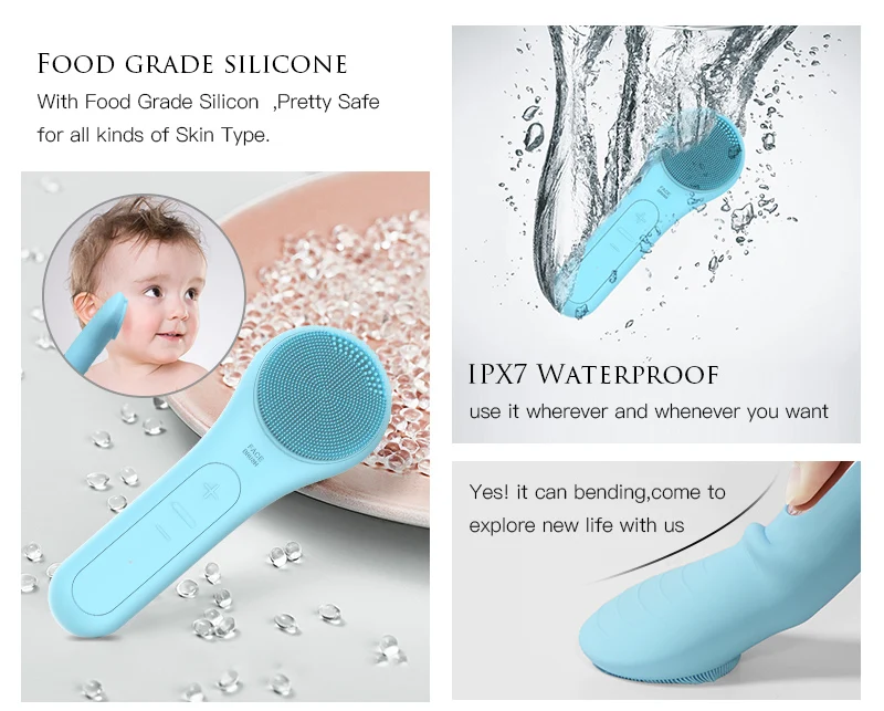 2 in 1 dual action electrical face massger facial cleansing brush