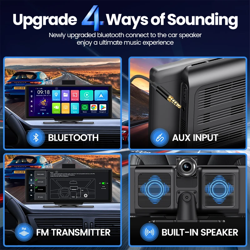 Maustor 10.26 inch Android 10 Wireless Carplay 4+64G 8 Core Universal Car Smart Screen With 3G/4G Sim Card TF Card Wifi BT