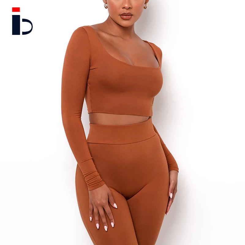 Wholesale Workout Clothing Yoga Wear Crop Top Custom Logo Ladies T Shirt Long Sleeves Sexy Luxury T Shirts For Women Tops