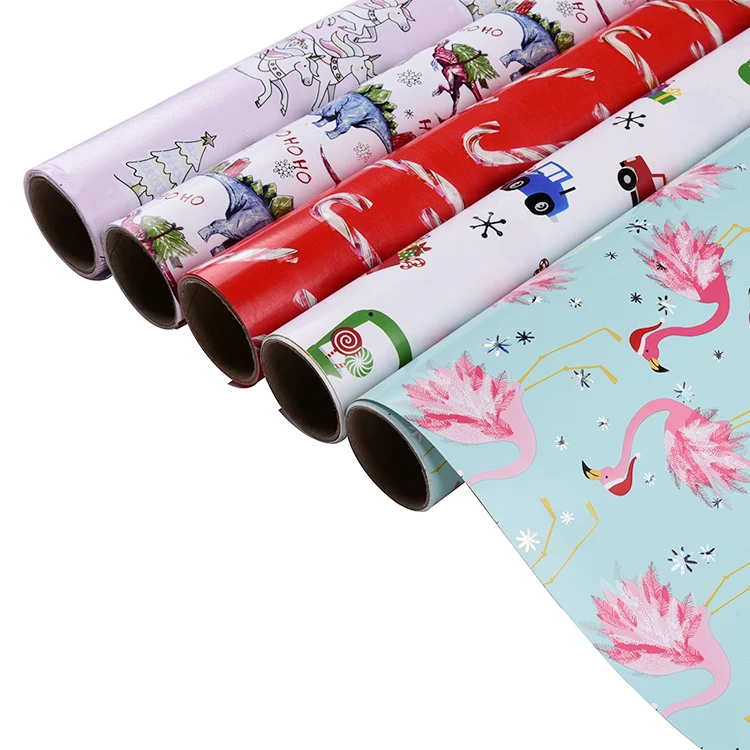 
76.2cmx3.65m Gift Cartoon Style Wrapping Paper Roll Wood Pulp Greaseproof Virgin for Wedding Birthday Holiday Baby Shower Kids 
