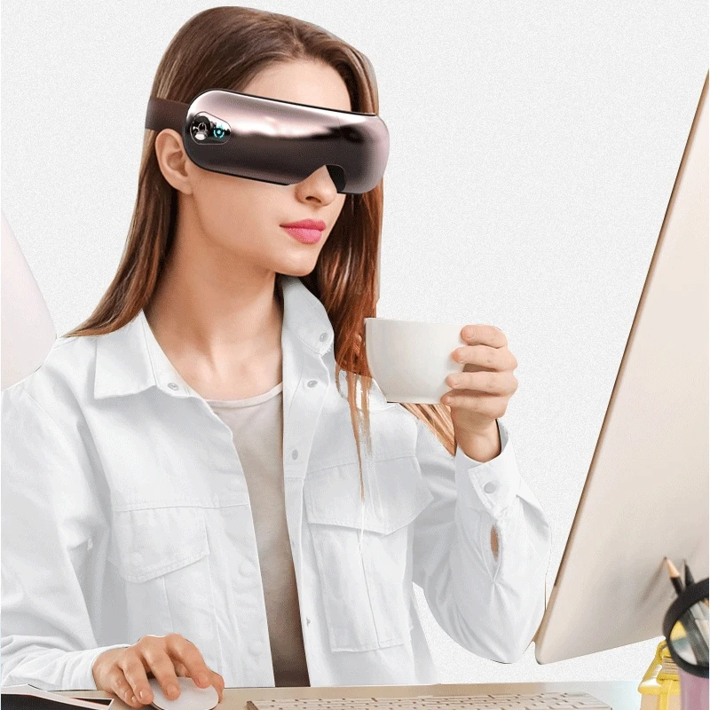 New Product 2024 Eye Massager Visual Hollow Design With Heat Compression Red Light Therapy 8 Airbag Heated Eye Mask