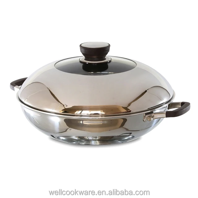 Wholesale Big Wok Pan 12 Inch Flat Induction Bottom Woks With Insulate Handle WOK Silicone Non-Stick Cooking Cookware