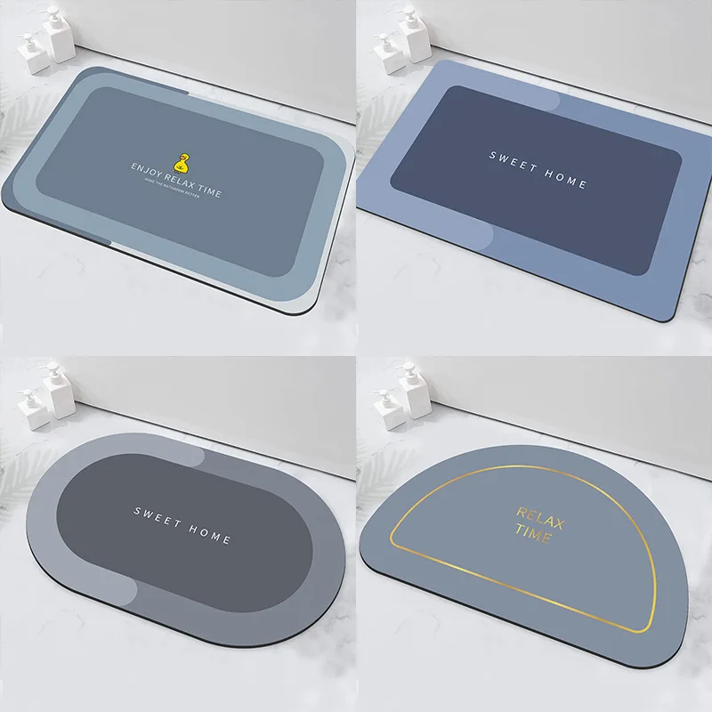 Yuxiang Custom Machine Made Diatom Mud Carpet Water Absorbent Non-Slip Rubber Floor Rug Toilet Bath Mat