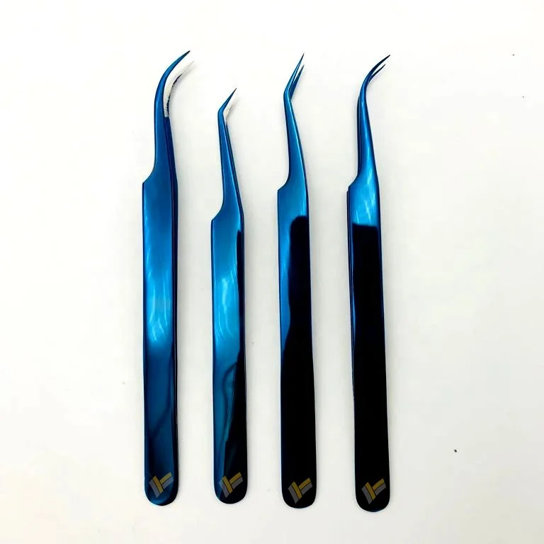  Королевский синий для плазменной резки русский объем пинцет с или без сжатия диаманта из нержавеющей стали частная марка Наращивание ресниц Пинцет