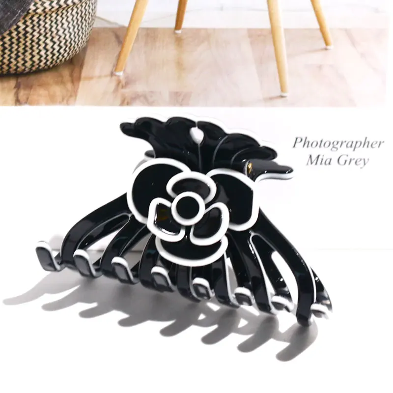 XinMei french elegant rose flower shark claw clip 2023 new arrival cellulose acetate large octopus claw clips women hair xl