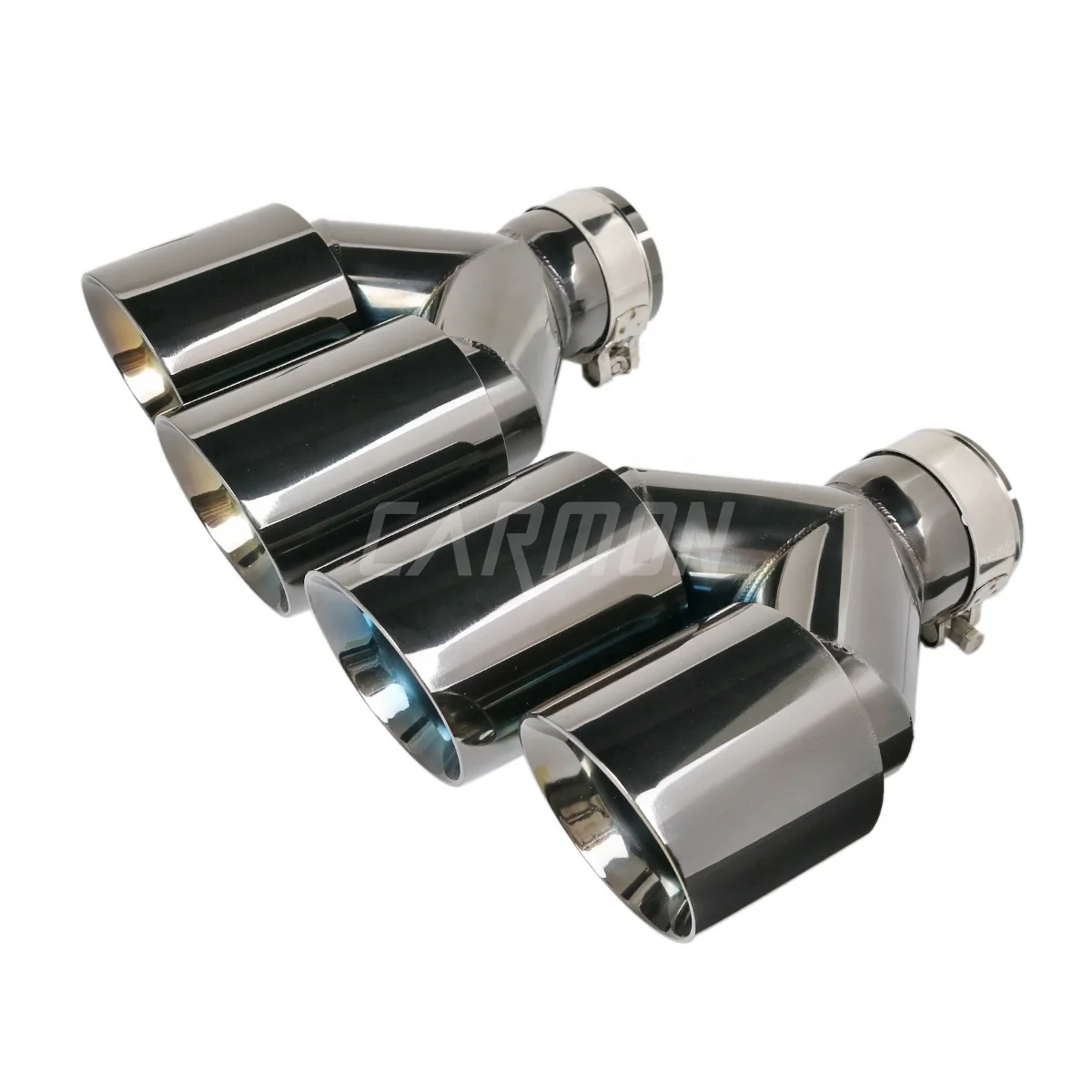 1 Pair Double Car Exhaust Muffler End Tips Titanium Black 304 Stainless Steel Dual Pipe for car modification logo customized