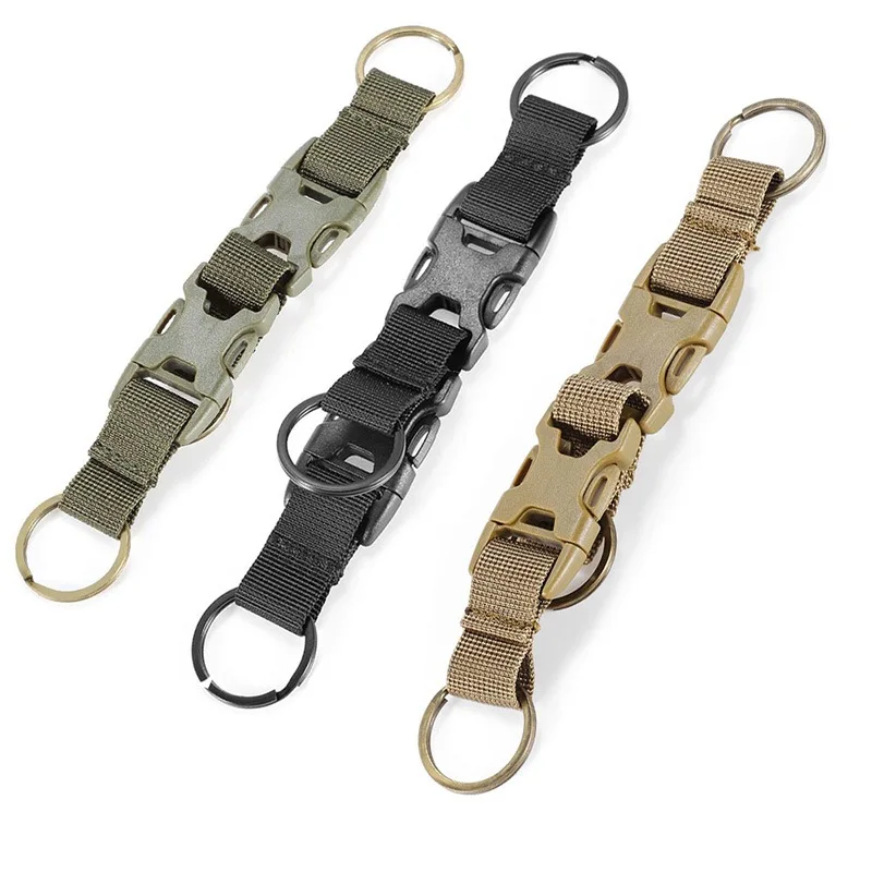 Outdoor Tactical Camping Backpack Hanging Buckle Quick Release Nylon Webbing Carabiner Locking Keychain Hook