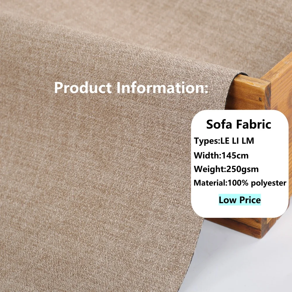 Manufacturer Direct Wholesale Linen Look 100% Polyester Fabric for Sofa Upholstery Woven Technique with Plain Style Sofa Clothes