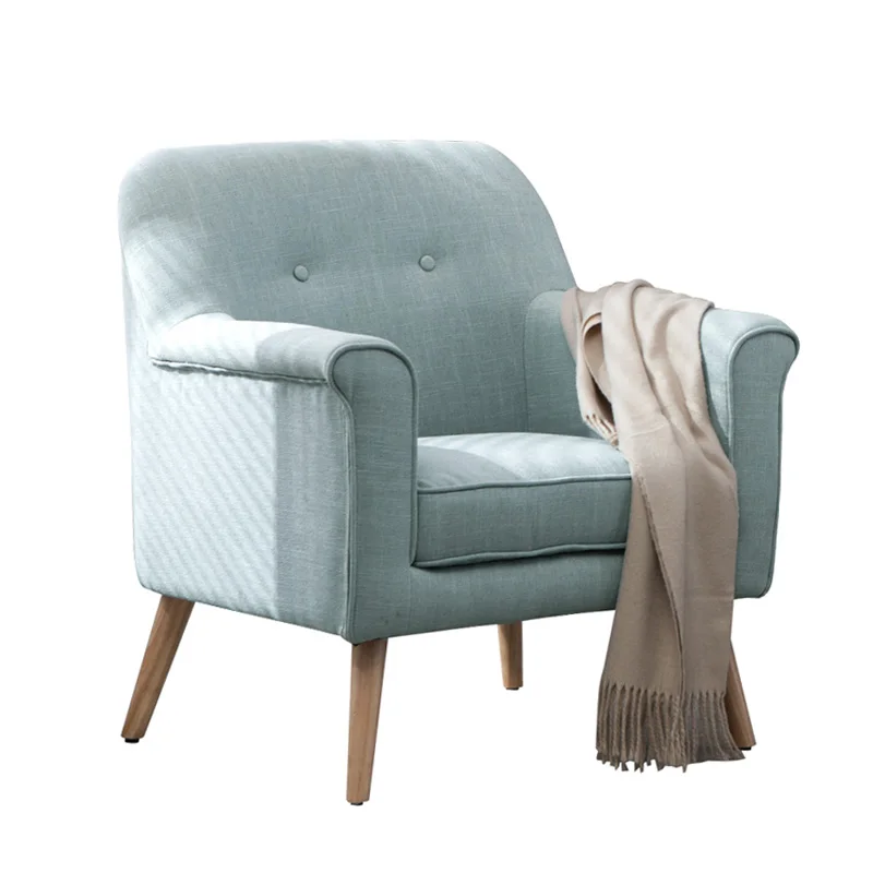 
Modern nordic style fabric wooden accent chair luxury dining arm chair 