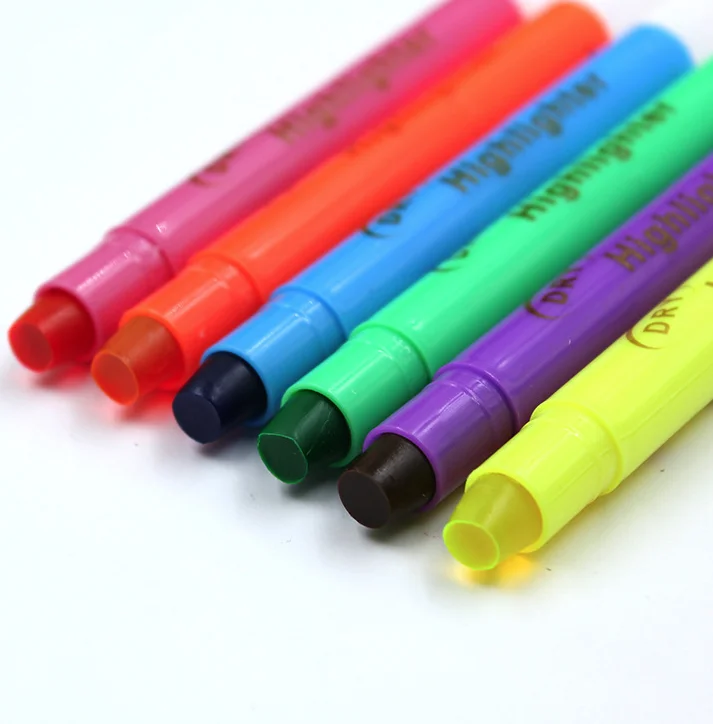 Gel highlighters solid wax highlighter stick twist solid accent pen bright neon fluorescent highlighter marker