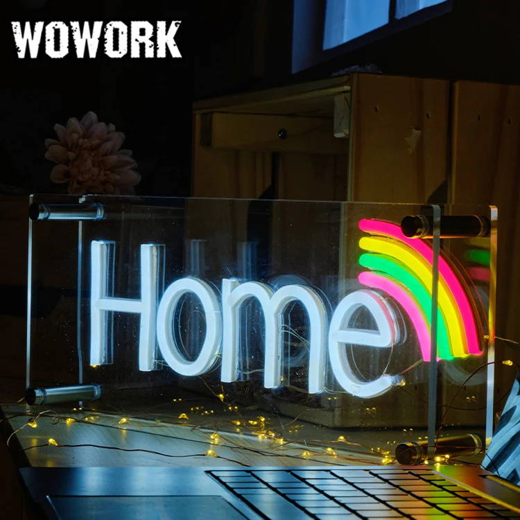 2023 WOWORK Outdoor Large 3D LOGO flag Backlit Programmable LED waterproof flexional Neon Acrylic Light Sign box for home decor