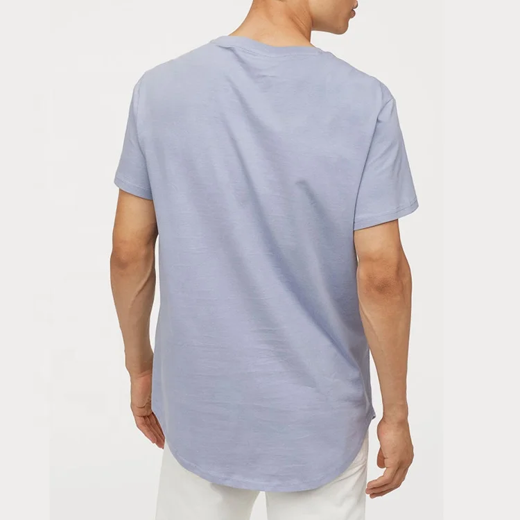 Wholesale Blank Pima Cotton T-shirts Custom Logo Scoop Bottom Hem T-shirt