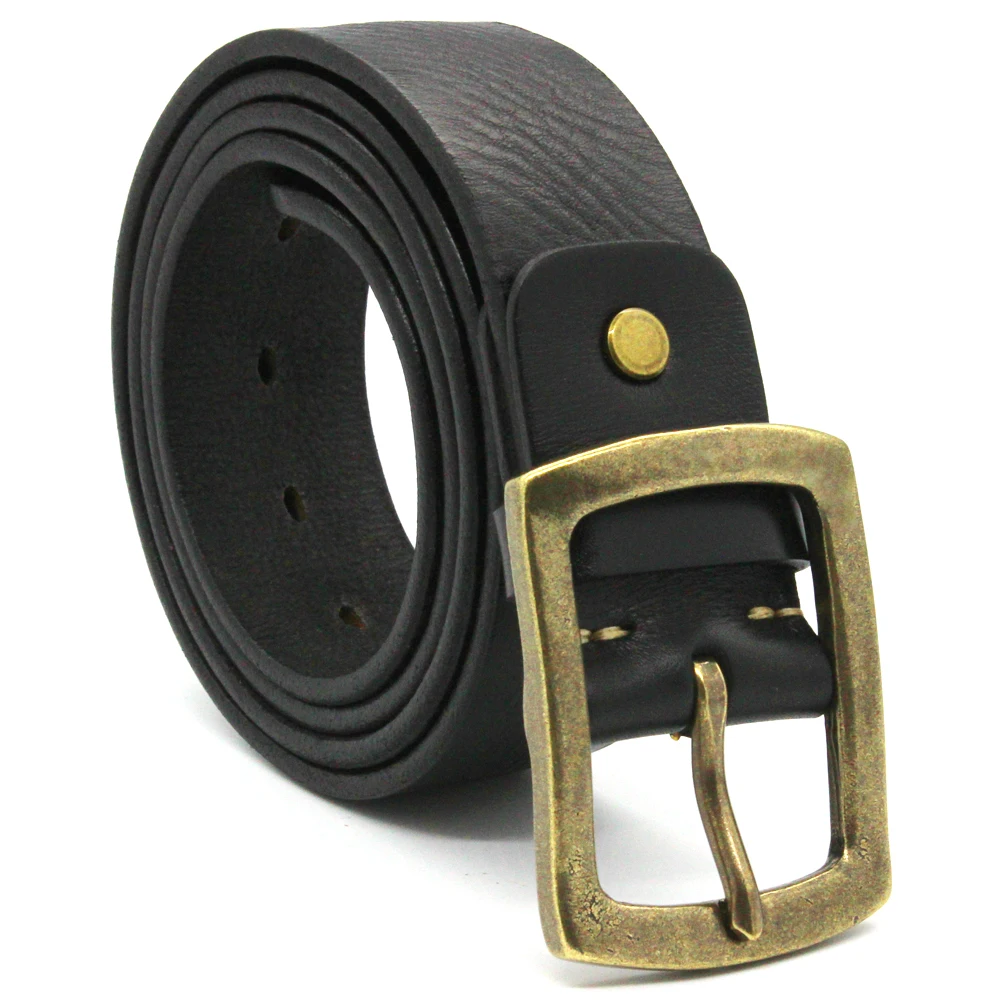 Luxury Fashion Brand  Copper Square Buckle Business Vintage Wholesale custom designer Men Genuine Leather Belt