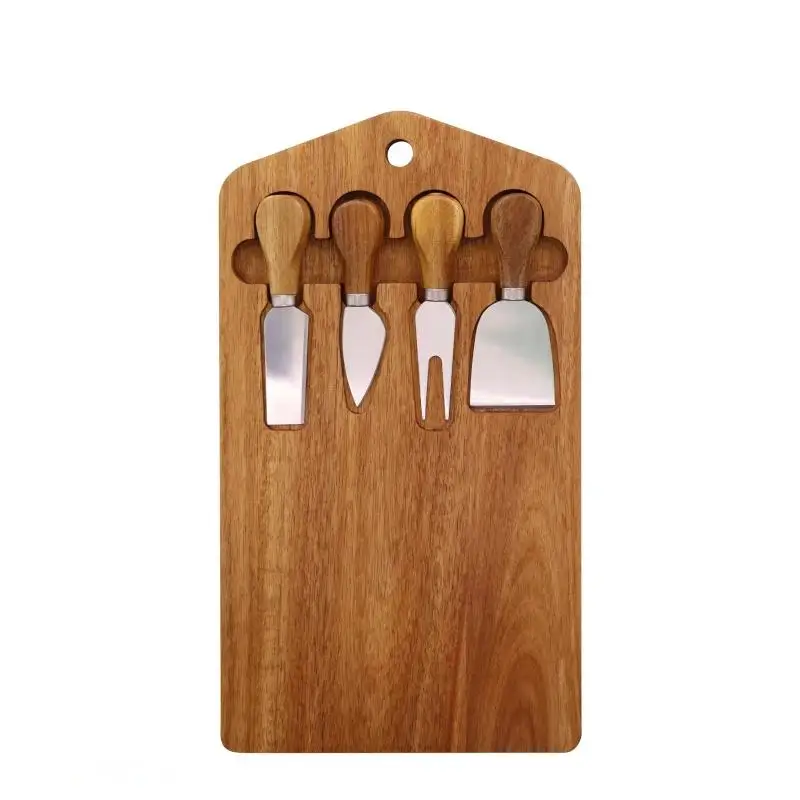 Factory spot  hot Natural Acacia wood cheese knife Cheese Board Set With Knife  5 pcs