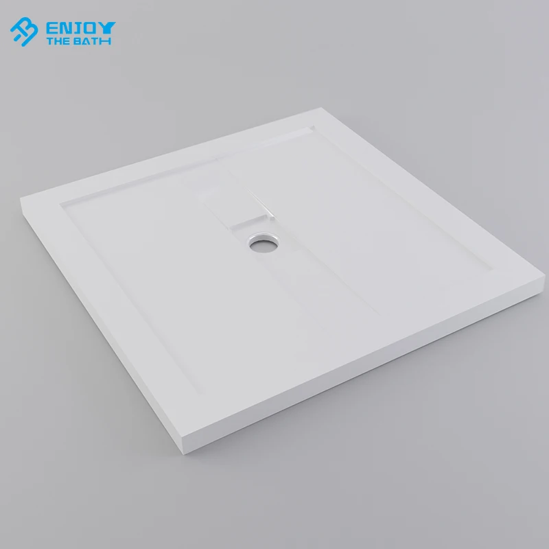 ETB Modern White Solid Surface Cultured Marble Bathroom Shower Tray Bases