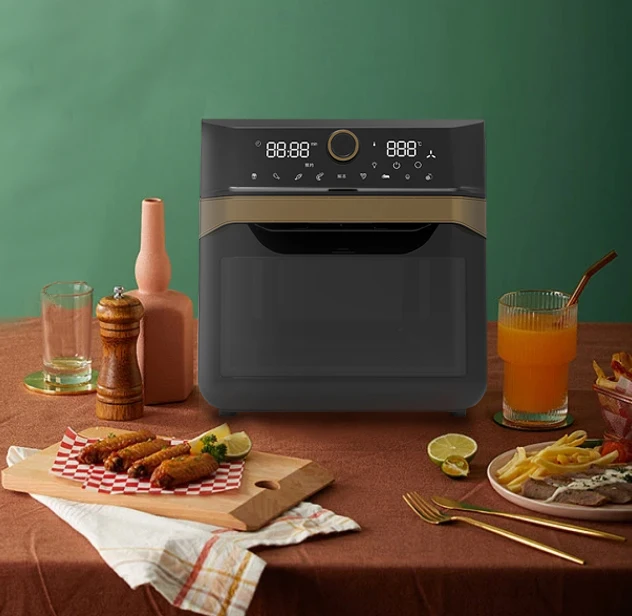 15L Stainless Steel Square Electric Oil-Free Air Fryer Oven with Temperature Control for Family and Hotel Use