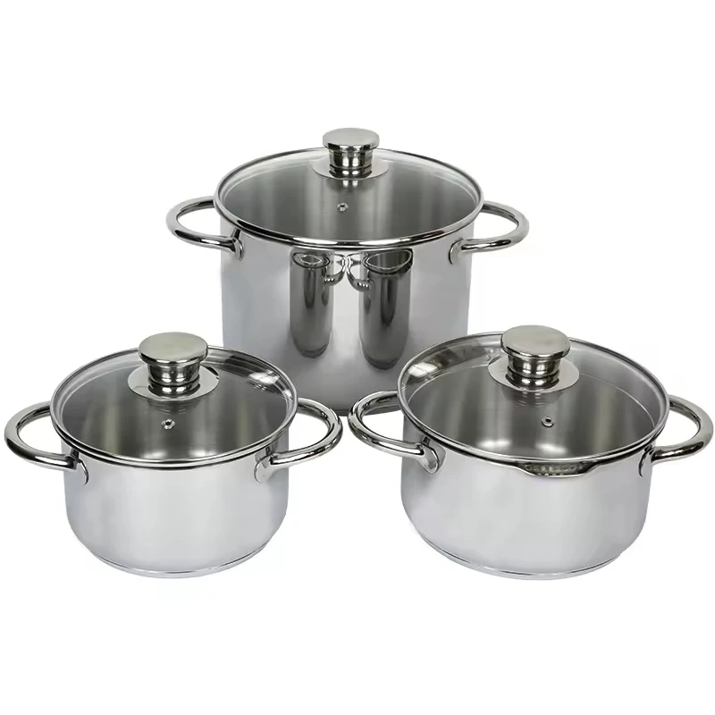 High Quality Small Cookware Sets 6Pcs SS304 Deep Casserole Cooking Pots High-End Kitchenware