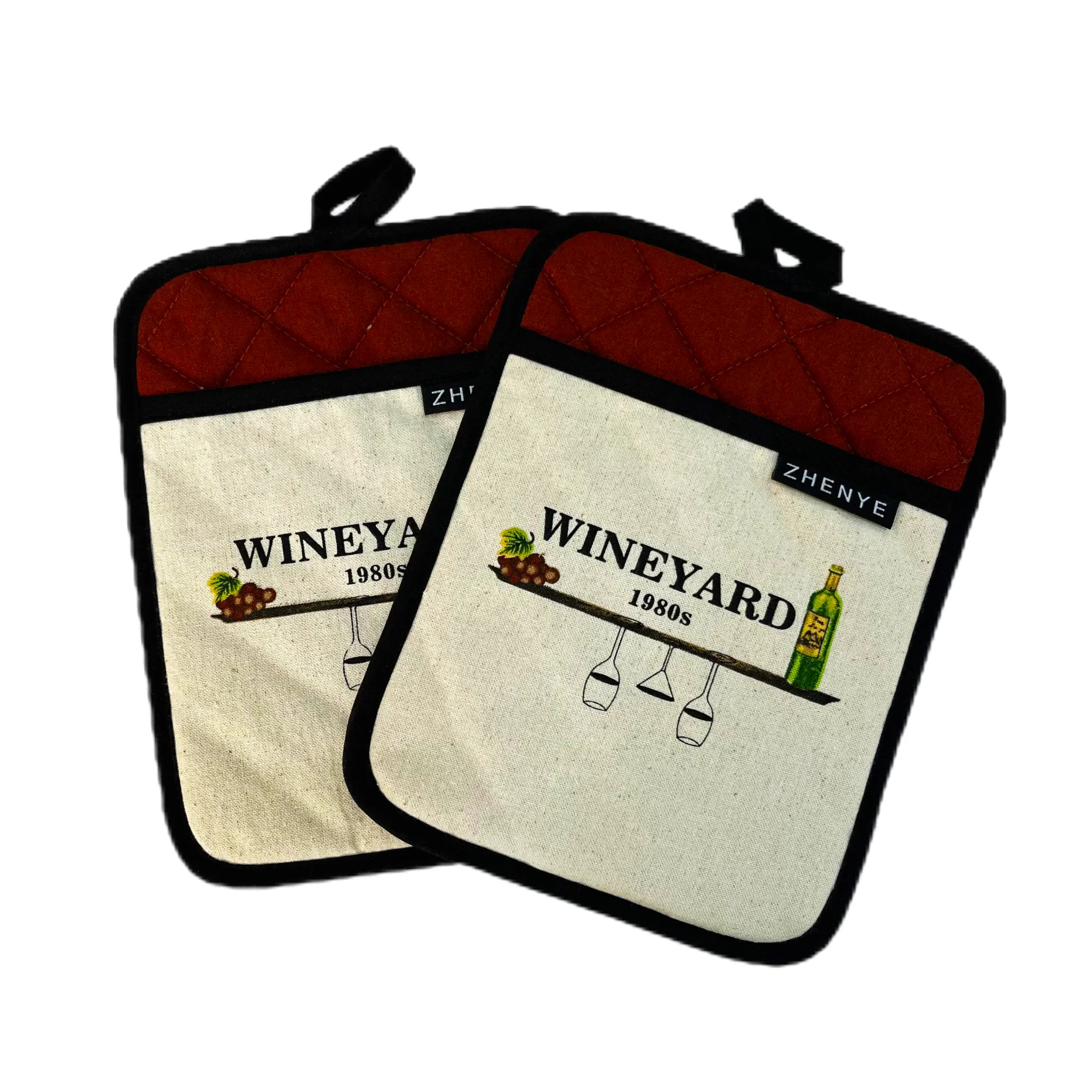 Custom Pot Holder Printed OEM LOGO Neoprene Cotton Pot Holders for Kitchen Heat Resistant Restaurant Pot Holders for Kitchen