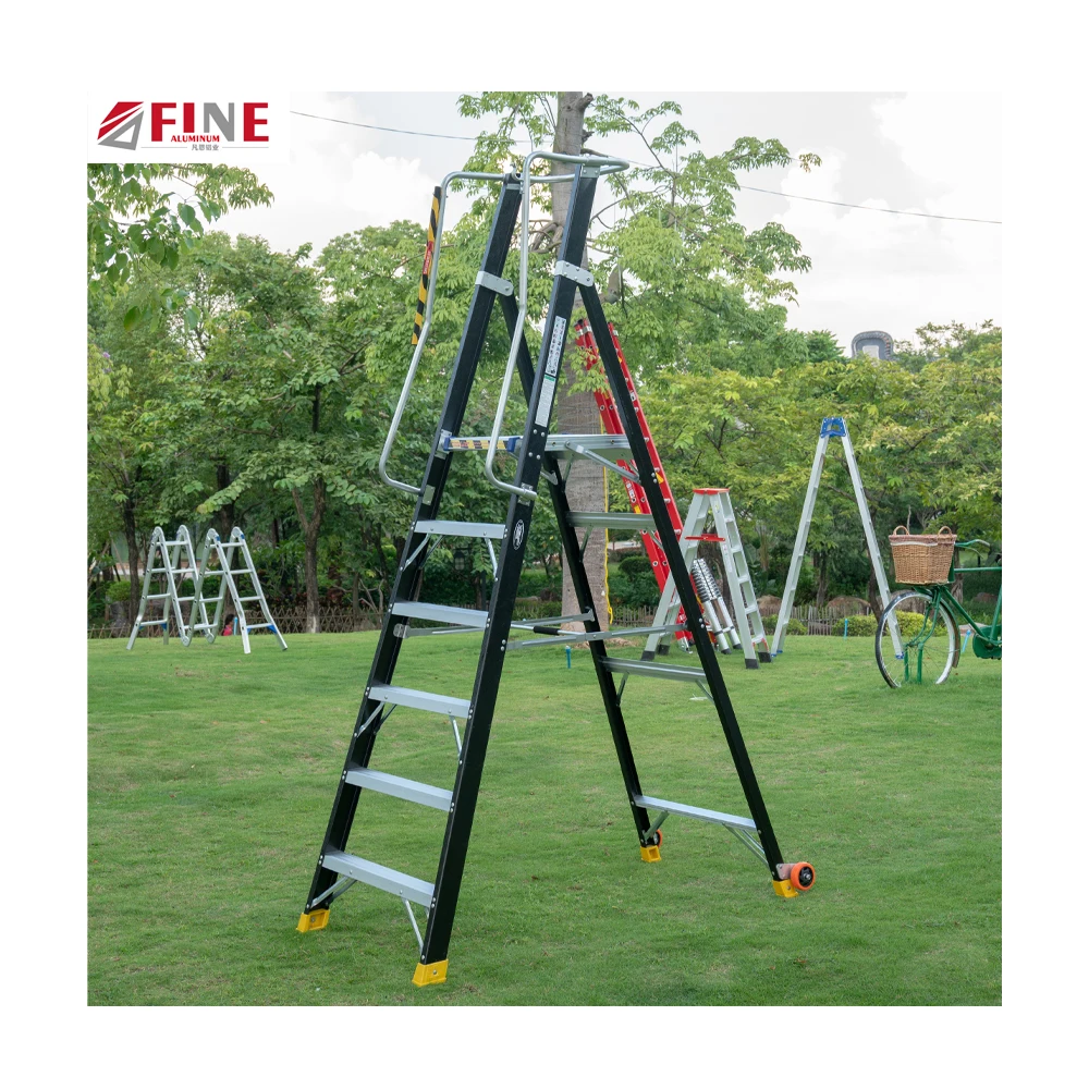 Fiberglass Platform Ladder Insulation Movable Aluminum Platform Step Ladder