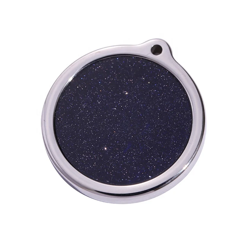 POYA Tungsten Blue Galaxy Sandstone Inlay Round Pendant Unique Handmade Gift for Men Free Laser