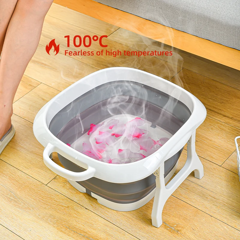 Plastic Rubber Foldable Bucket Foot Bath Collapsible Soak Tub Spa Bath Tools Massager Foot Soaking Bath Basin